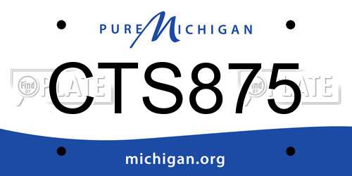 CTS875 Michigan License Plate