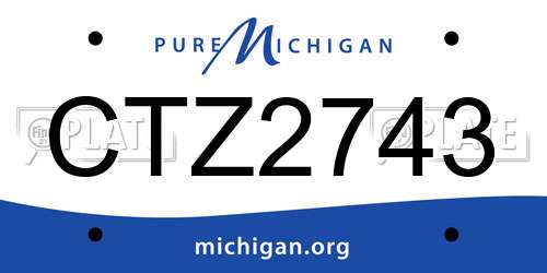CTZ2743 Michigan License Plate