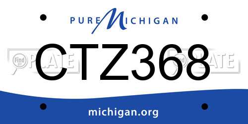 CTZ368 Michigan License Plate