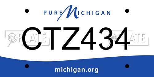 CTZ434 Michigan License Plate