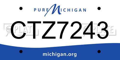 CTZ7243 Michigan License Plate