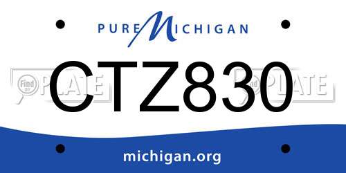 CTZ830 Michigan License Plate