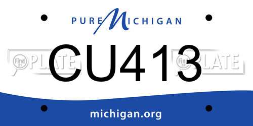 CU413 Michigan License Plate