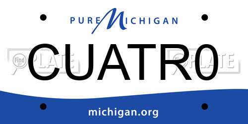 CUATR0 Michigan License Plate