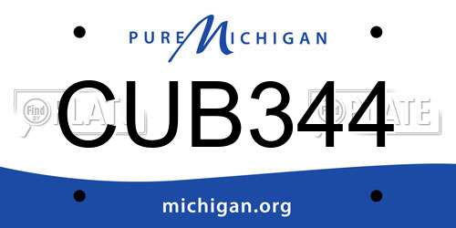 CUB344 Michigan License Plate