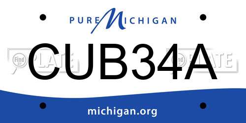 CUB34A Michigan License Plate