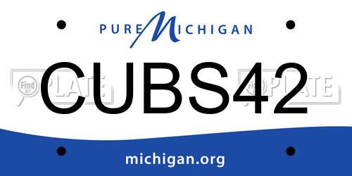 CUBS42 Michigan License Plate