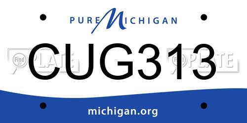 CUG313 Michigan License Plate