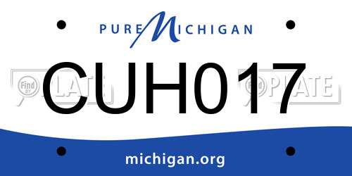 CUH017 Michigan License Plate