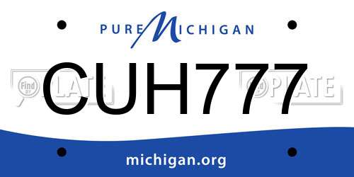 CUH777 Michigan License Plate