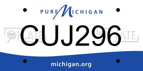 CUJ296 Michigan License Plate