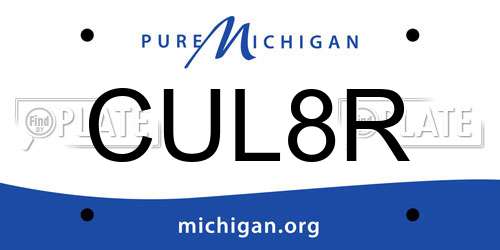 CUL8R Michigan License Plate