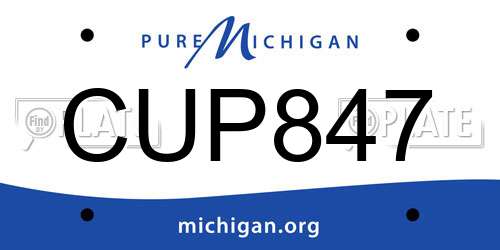 CUP847 Michigan License Plate
