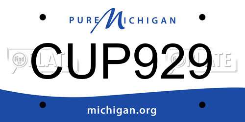 CUP929 Michigan License Plate