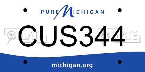 CUS344 Michigan License Plate