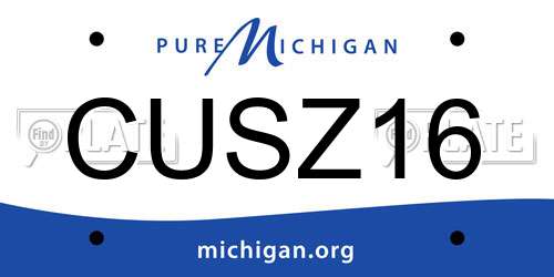 CUSZ16 Michigan License Plate