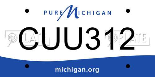 CUU312 Michigan License Plate