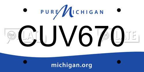 CUV670 Michigan License Plate