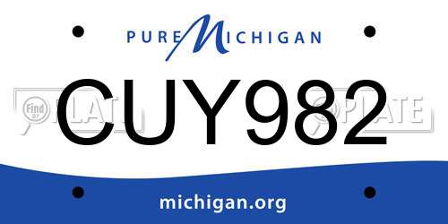 CUY982 Michigan License Plate