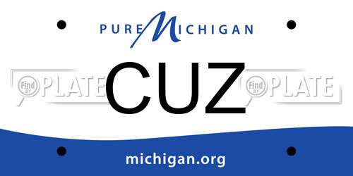CUZ Michigan License Plate