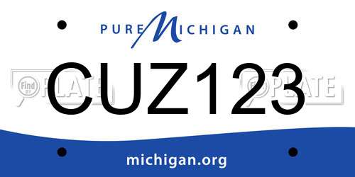 CUZ123 Michigan License Plate