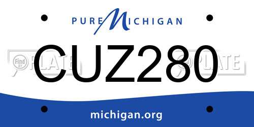 CUZ280 Michigan License Plate