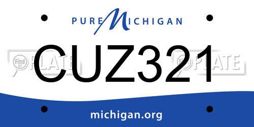 CUZ321 Michigan License Plate