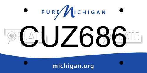 CUZ686 Michigan License Plate