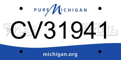 CV31941 Michigan License Plate