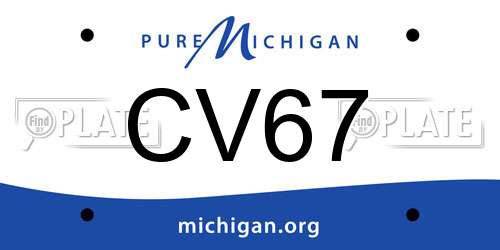 CV67 Michigan License Plate