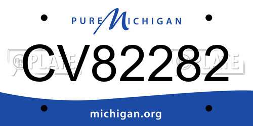 CV82282 Michigan License Plate