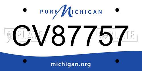 CV87757 Michigan License Plate