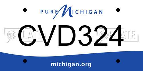 CVD324 Michigan License Plate