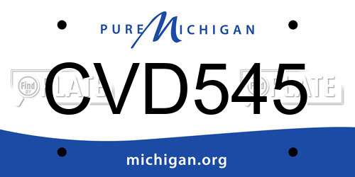 CVD545 Michigan License Plate
