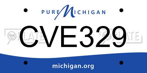 CVE329 Michigan License Plate