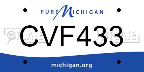 CVF433 Michigan License Plate