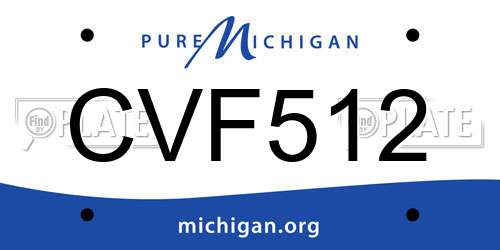 CVF512 Michigan License Plate