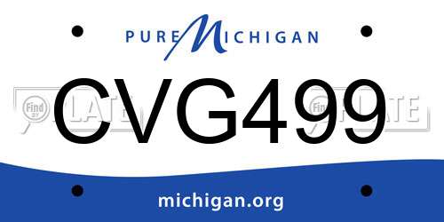 CVG499 Michigan License Plate