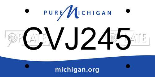 CVJ245 Michigan License Plate