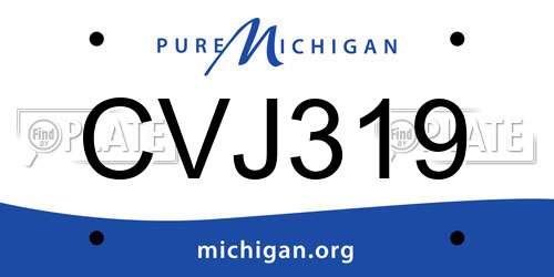 CVJ319 Michigan License Plate