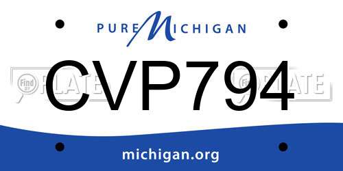 CVP794 Michigan License Plate