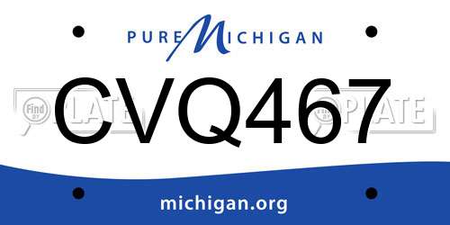 CVQ467 Michigan License Plate