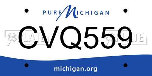 CVQ559 Michigan License Plate