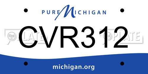 CVR312 Michigan License Plate