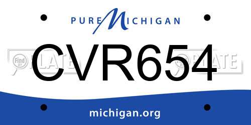 CVR654 Michigan License Plate