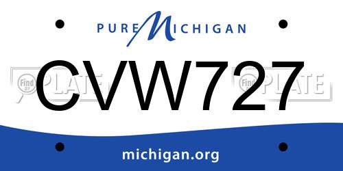 CVW727 Michigan License Plate