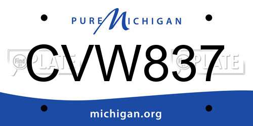 CVW837 Michigan License Plate