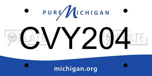 CVY204 Michigan License Plate