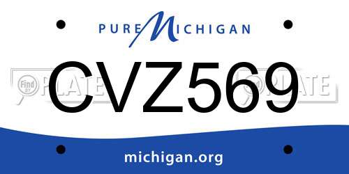 CVZ569 Michigan License Plate