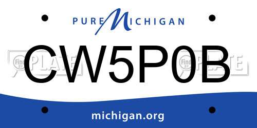 CW5P0B Michigan License Plate